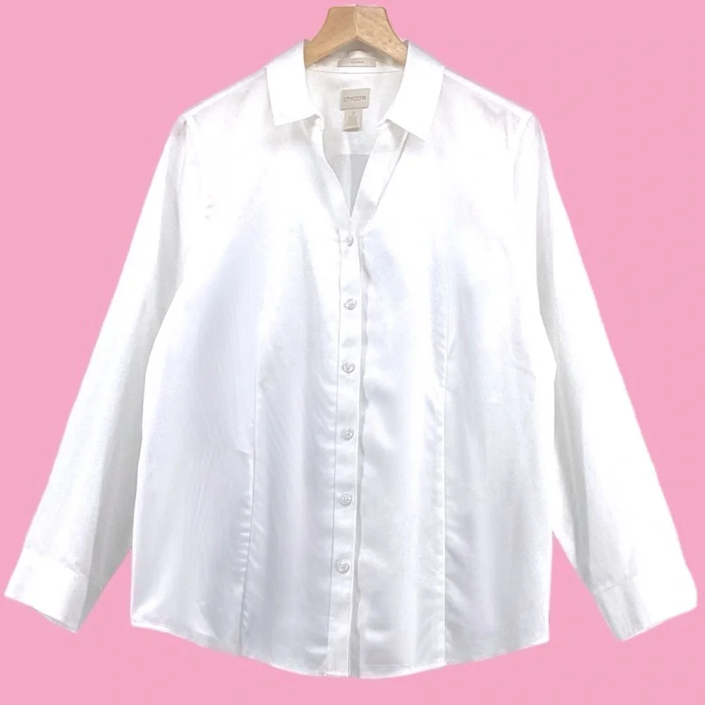 Chico's White Button Down Shirt - Picture 2 of 13